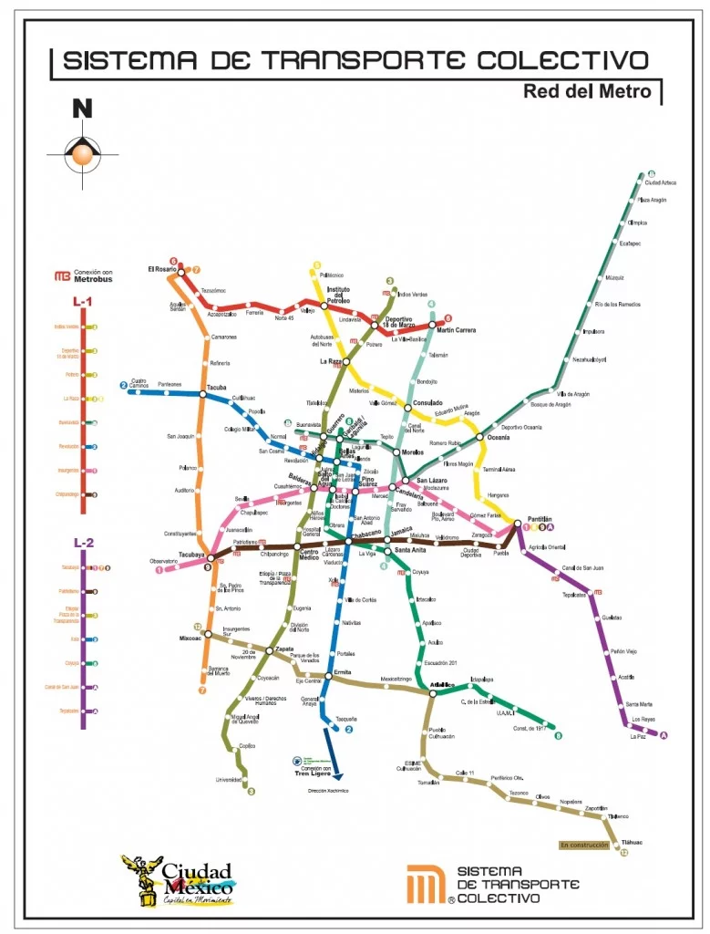 mapa red metro mexico